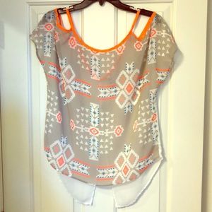 Cold shoulder sheer top